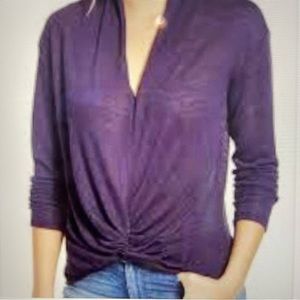 NEW Sanctuary Knot Interested Top Plum/Purple Long Sl. Lightweight Knit Medium
